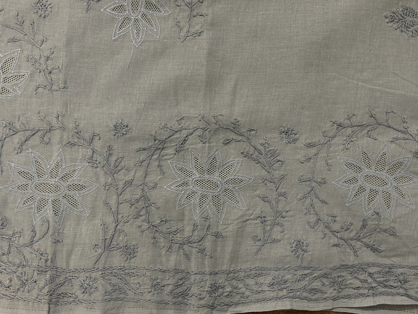 Lucknowi Chikankari Unstitched Grey Cotton kurta Bottom Fabric-U20009