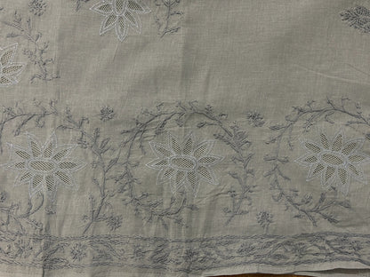 Lucknowi Chikankari Unstitched Grey Cotton kurta Bottom Fabric-U20009