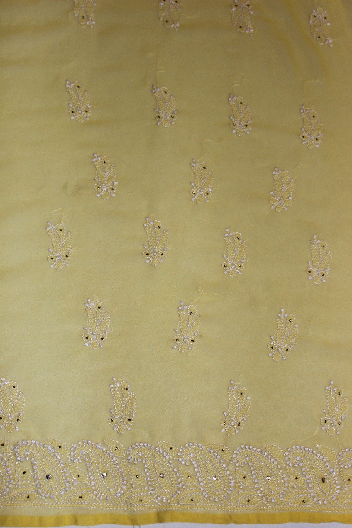 Lucknowi Chikankari Unstitched Yellow Georgette Kurta Fabric-PG100001