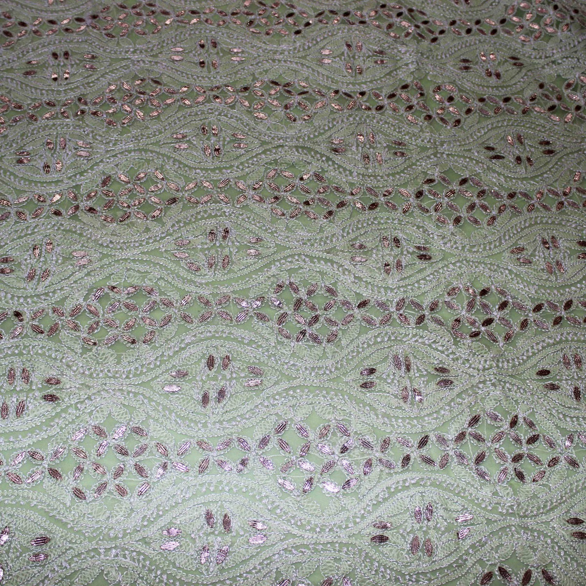 Lucknowi Chikankari Unstitched Green Georgette Kurta Fabric-PG100003