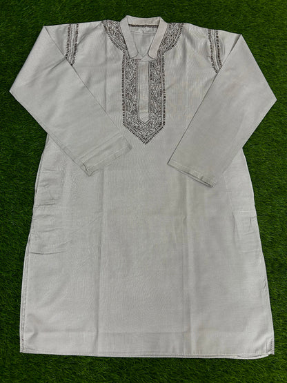 Lucknowi Chikankari Off White 'Ujaala' Rayon Gents Kurta-GK00018