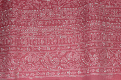 Lucknowi Chikankari Unstitched Pink Cotton Kurta Bottom Fabric-U20004