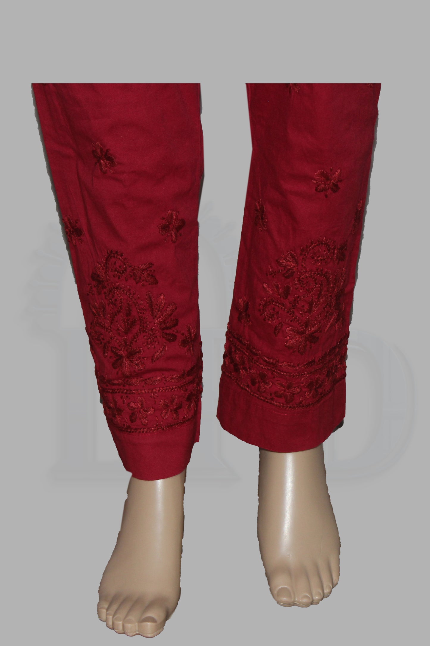 Lucknowi Chikankari Maroon Lycra Pant-BPt00007