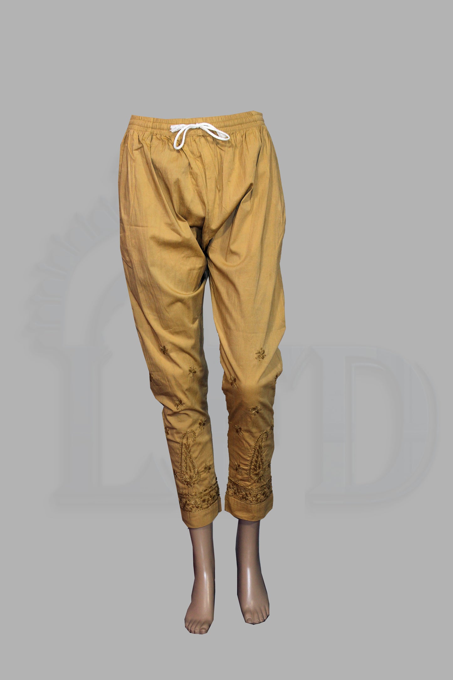 Lucknowi Chikankari Mustard Yellow Lycra Pant-BPt00001