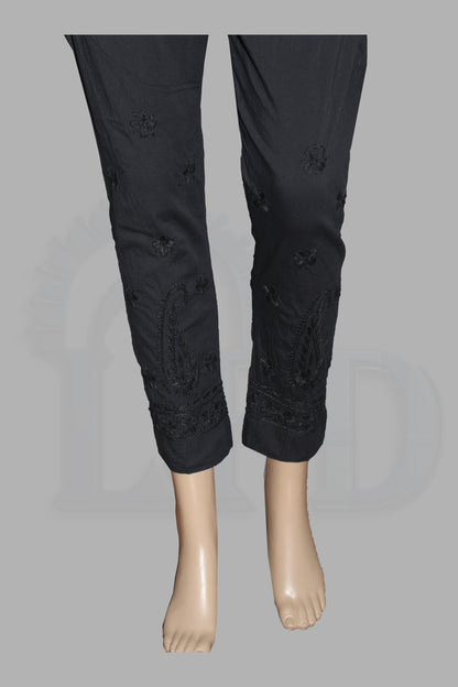 Lucknowi Chikankari Black Lycra Pant-BPt00002