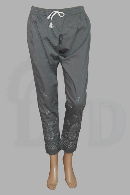 Lucknowi Chikankari Grey Lycra Pant-BPt00003