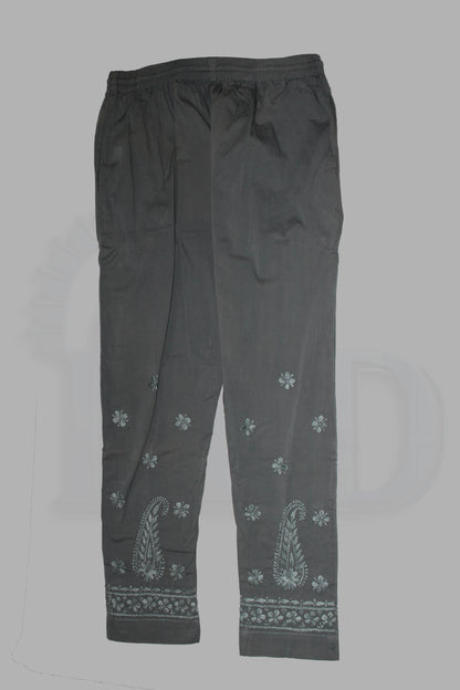 Lucknowi Chikankari Grey Lycra Pant-BPt00003