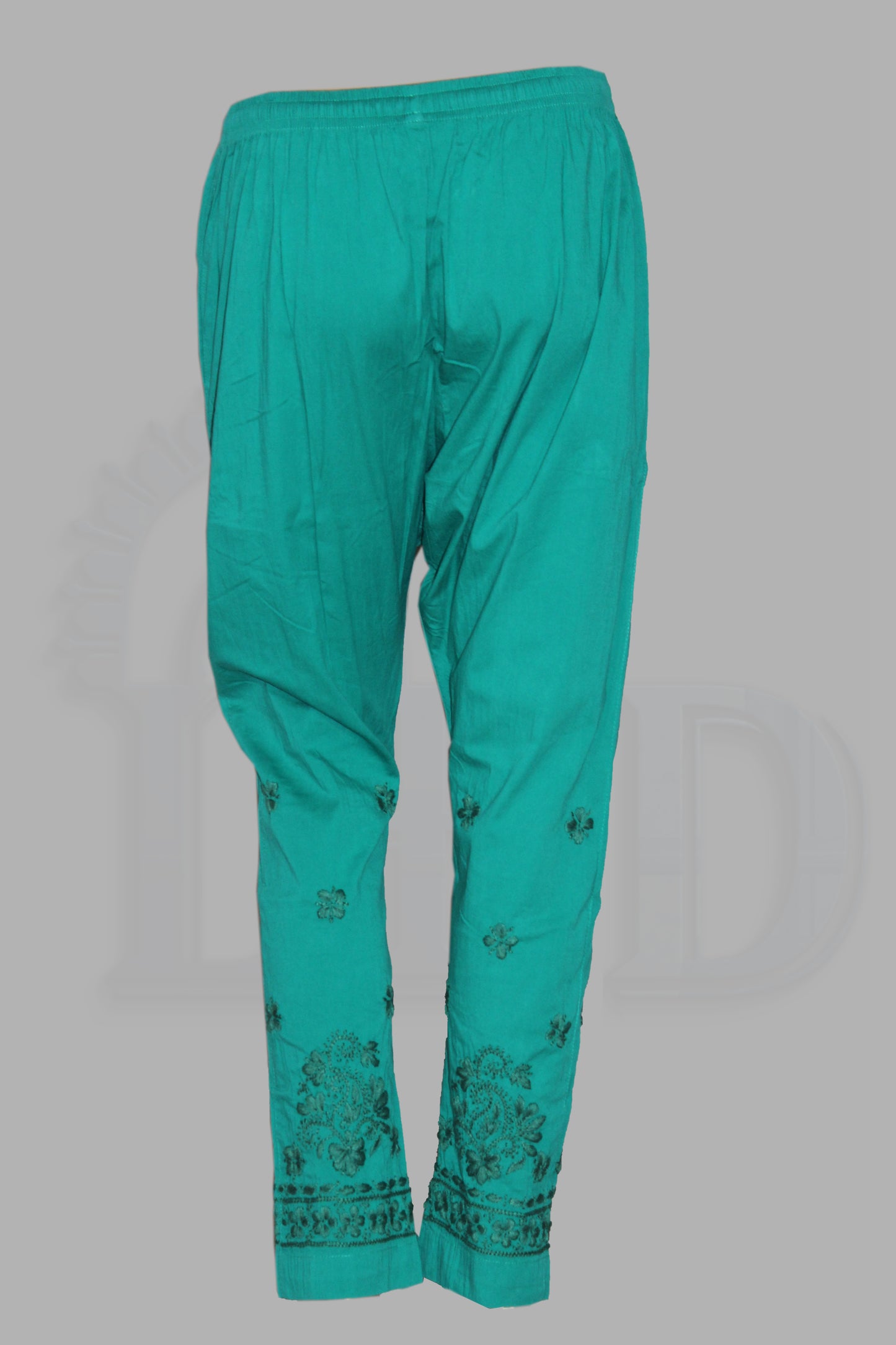 Lucknowi Chikankari Teal Green Lycra Pant-BPt00010