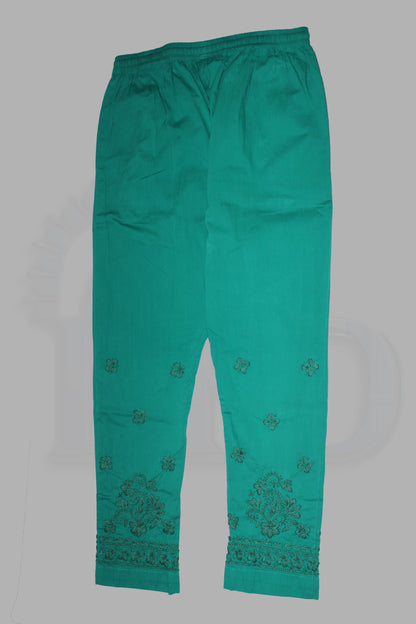 Lucknowi Chikankari Teal Green Lycra Pant-BPt00010