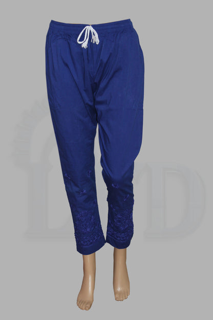 Lucknowi Chikankari Blue Lycra Pant-BPt00009