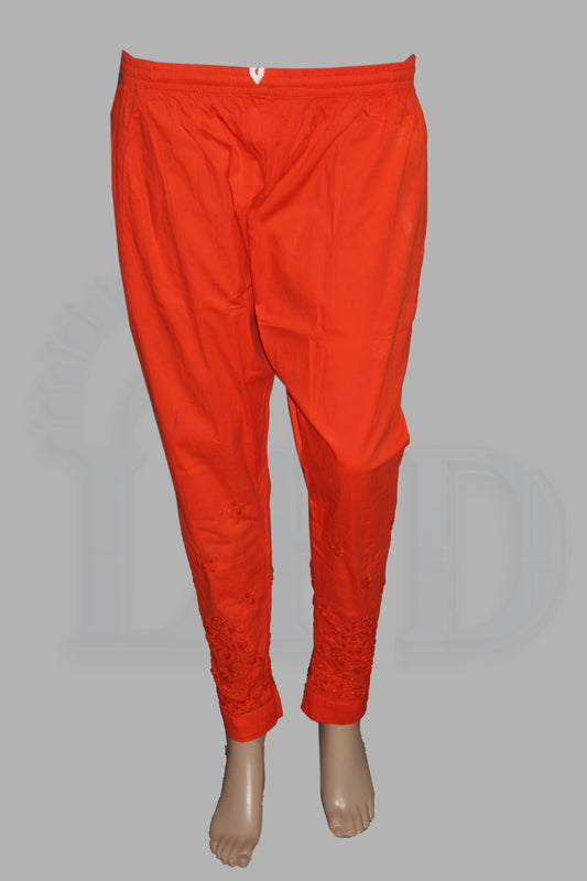 Lucknowi Chikankari Dark Orange Lycra Pant-BPt00008