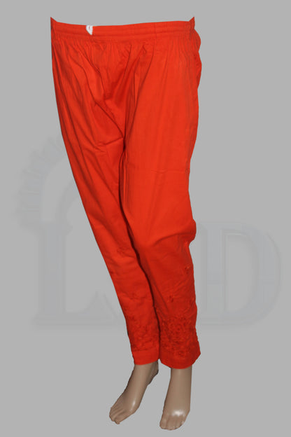 Lucknowi Chikankari Dark Orange Lycra Pant-BPt00008