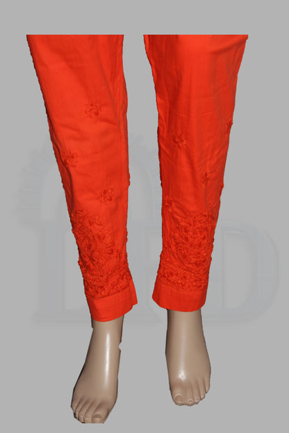 Lucknowi Chikankari Dark Orange Lycra Pant-BPt00008