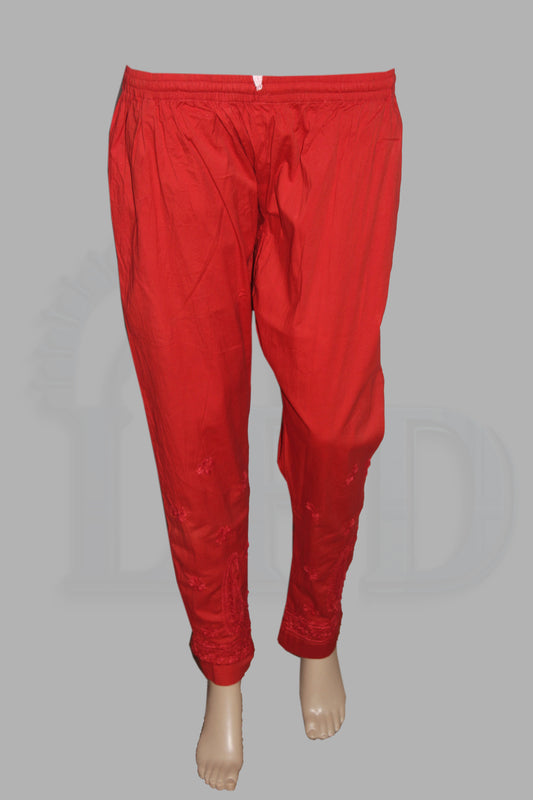 Lucknowi Chikankari Red Lycra Pant-BPt00004