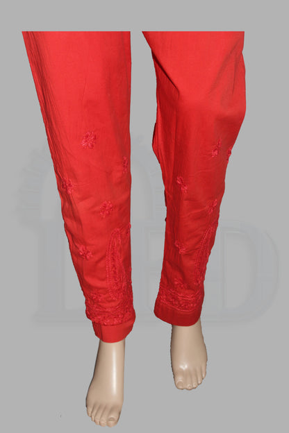 Lucknowi Chikankari Red Lycra Pant-BPt00004