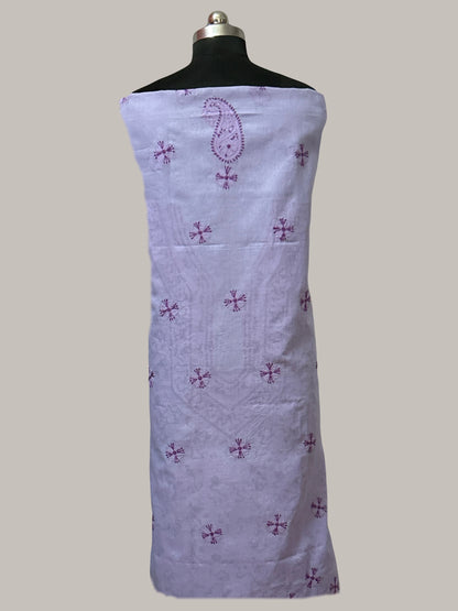 Lucknowi Chikankari Unstitched Purple Cotton Kurta Fabric-U10026