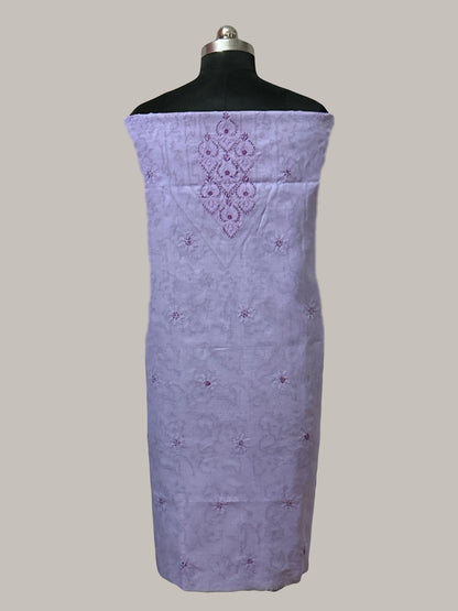 Lucknowi Chikankari Unstitched Purple Cotton Kurta Fabric-U10028