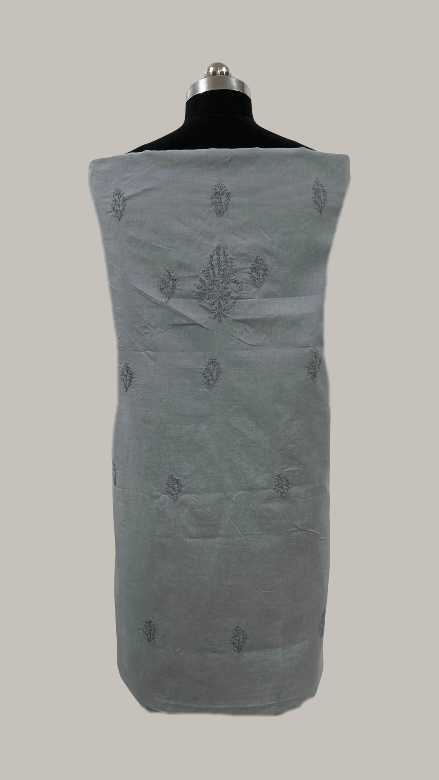Lucknowi Chikankari Unstitched Grey Cotton kurta Bottom Fabric-U20009