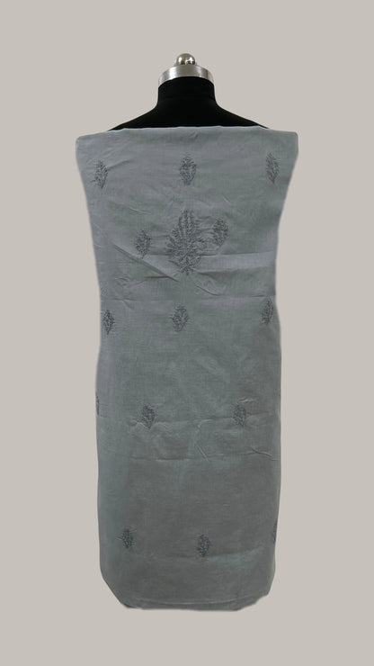 Lucknowi Chikankari Unstitched Grey Cotton kurta Bottom Fabric-U20009