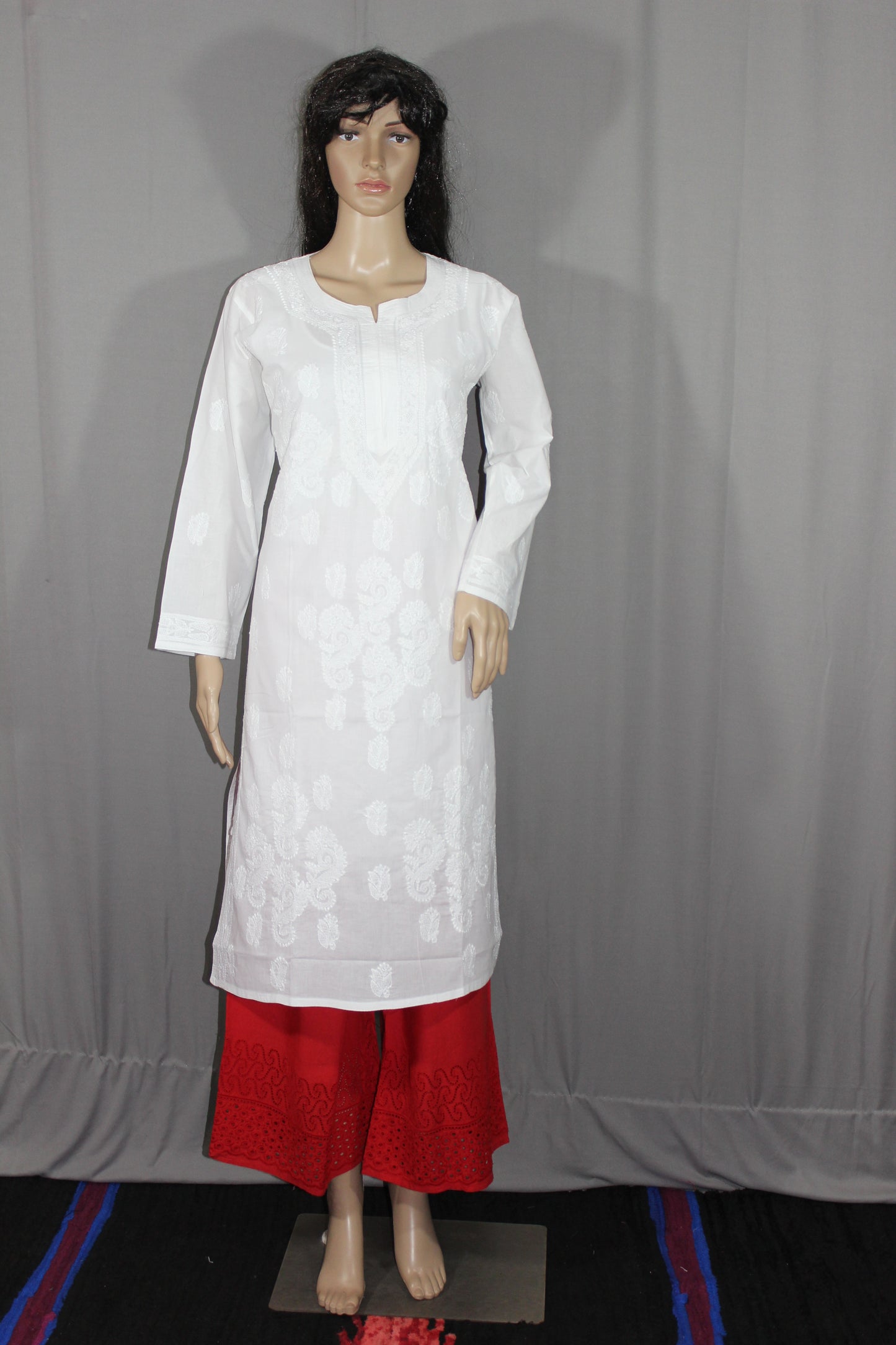 Lucknowi Chikankari White 'Ujaala' Cotton Kurti-K40021