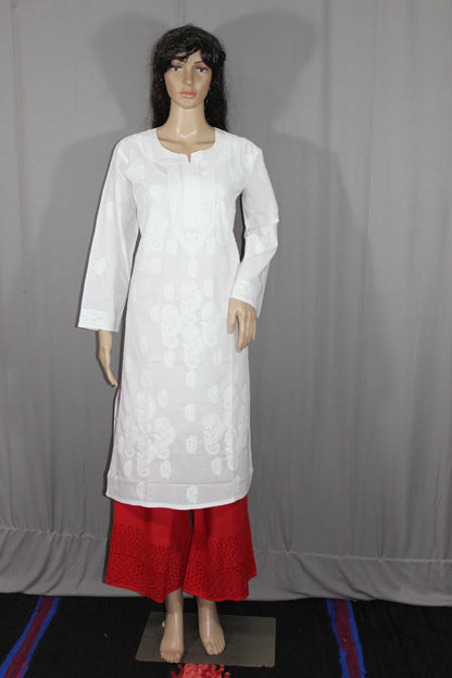 Lucknowi Chikankari White 'Ujaala' Cotton Kurti-K40021
