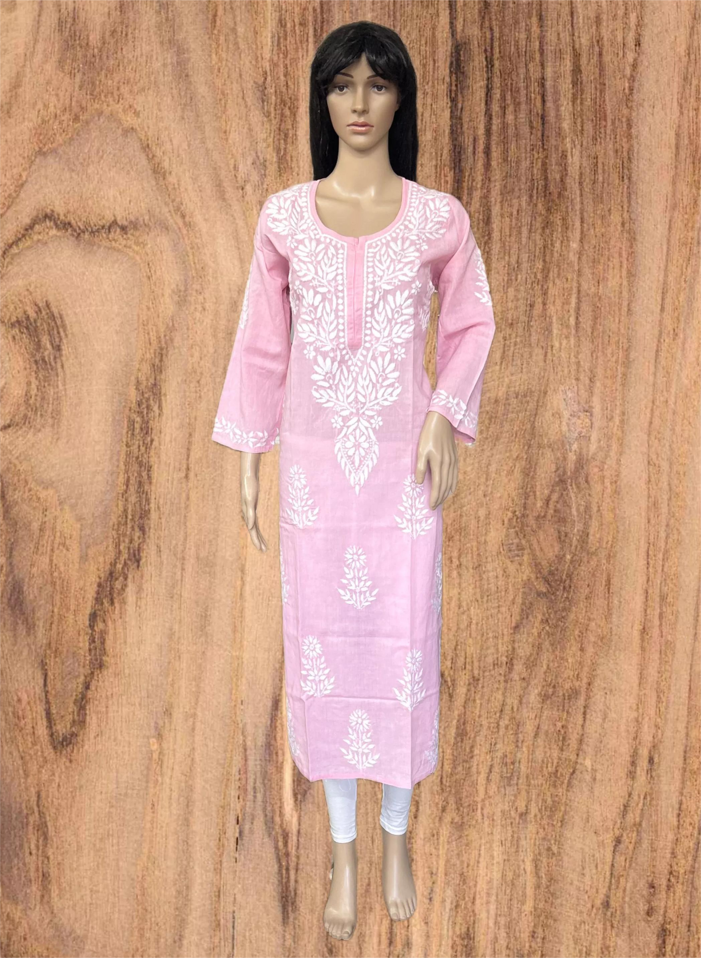 Lucknowi Chikankari Pink 'Shagufta' Cotton Kurti-K000114