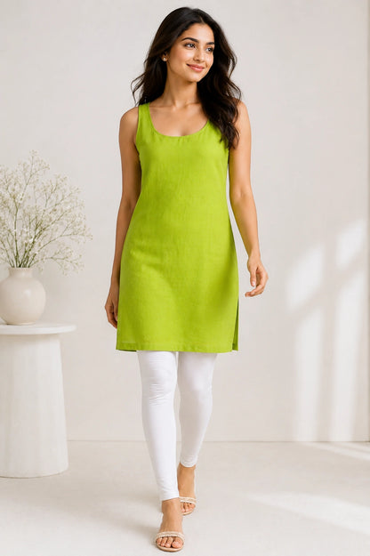 Lucknow Fashion Diary Women's Green Cotton Slip