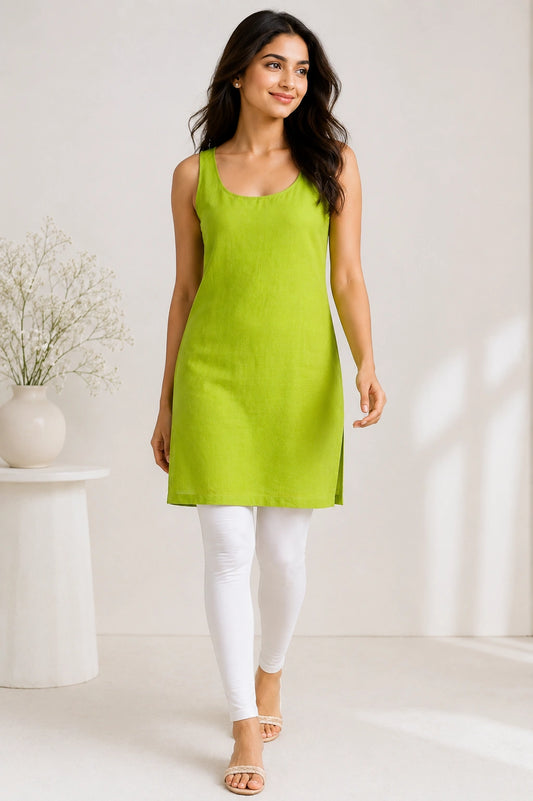 Lucknow Fashion Diary Women's Green Cotton Slip