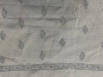 Gray fabric with subtle pattern and border