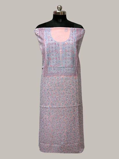 lucknowi chikankari Patterned dress on a mannequin against a plain background