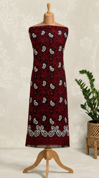 Lucknow Fashion Diary Hand Embroidered Lucknowi Chikankari Women's Unstitched Pink Georgette Kurta