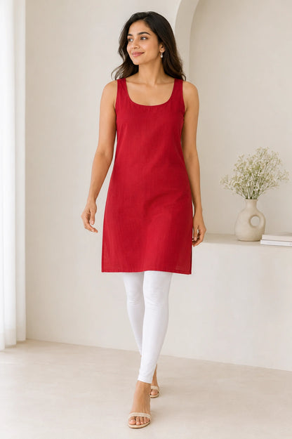 Lucknow Fashion Diary Women's Red Cotton Slip