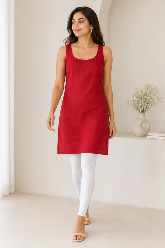 Lucknow Fashion Diary Women's Red Cotton Slip